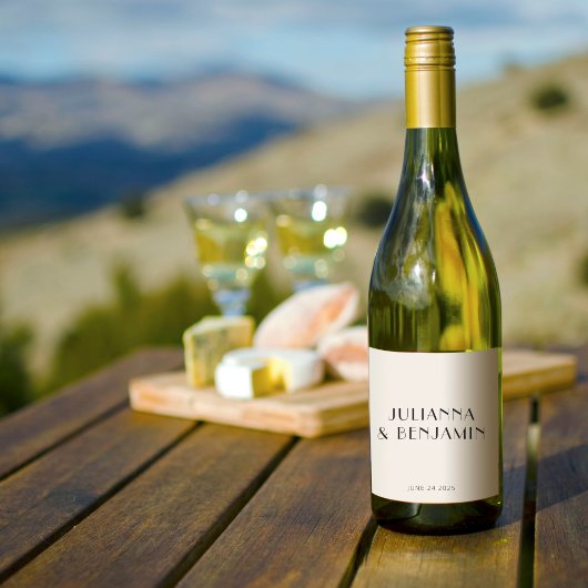 Vintag Art Deco White Custom Wedding Weinetikett