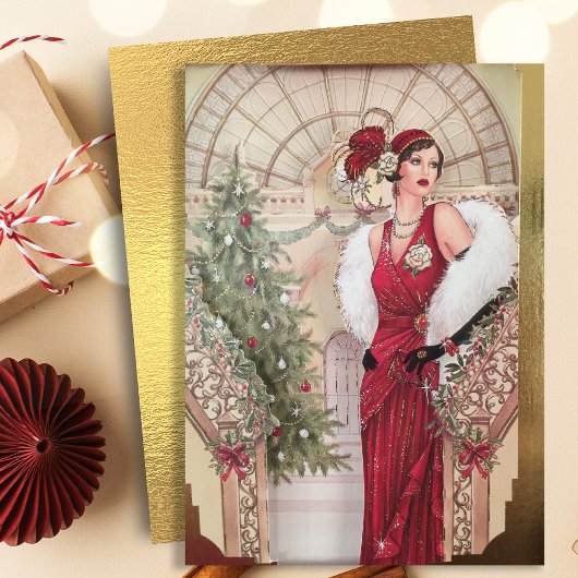 Vintag Art Deco Woman Weihnachten