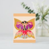 Vintag Art Deko Schmetterlingsmärchen Postkarte (Stehend Vorderseite)