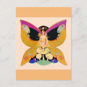 Vintag Art Deko Schmetterlingsmärchen Postkarte