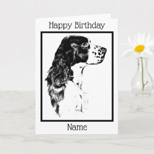 Vintag Art English Springer Spaniel Geburtstag Karte