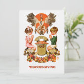 Vintag Art Erntedank Abendessen Einladung (Stehend Vorderseite)