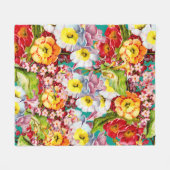 Vintag Art Floral Muster Frühlingsblumen Primrose Fleecedecke (Vorderseite (Horizontal))