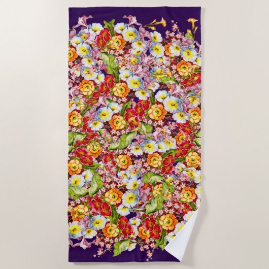 Vintag Art Floral Muster Frühlingsblumen Primrose Strandtuch (Vorderseite)