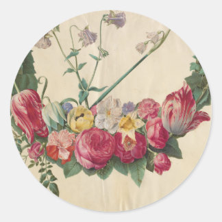 Vintag Art Floral Wreath Runder Aufkleber