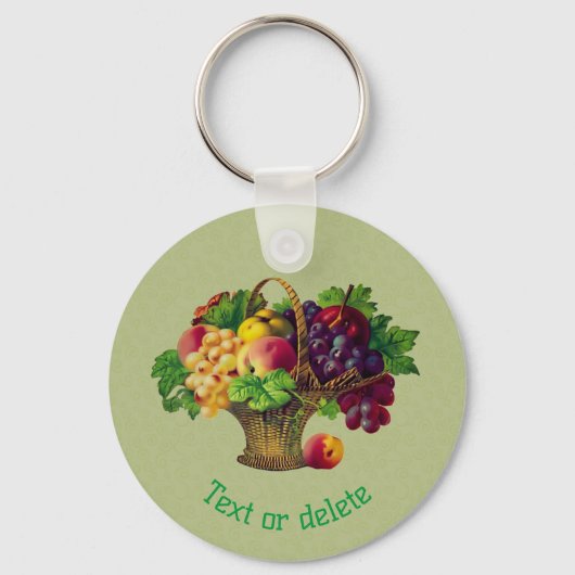 Vintag Art Fruit Basket Personalisiert Schlüsselanhänger (Rückseite)