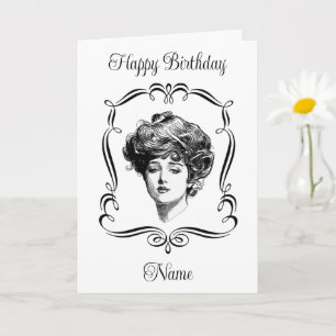Vintag Art Gibson Girl Personalisiert Geburtstag Karte