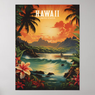 Vintag Art Hawaii Beach Hawaii Reisen Poster