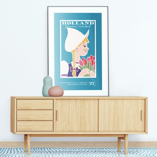 Vintag Art Holland Blume Market Poster