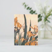 Vintag Art Japanisch Iris Blume Postkarte (Stehend Vorderseite)