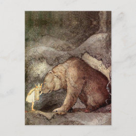 Vintag Art John Bauer Kissed Bear on Nose Postkarte