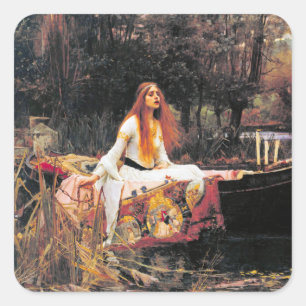 Vintag Art John W. Waterhouse Lady of Shalott Quadratischer Aufkleber