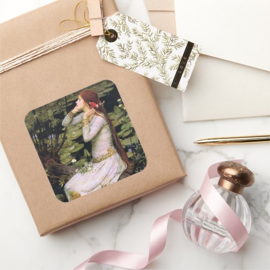 Vintag Art John W. Waterhouse Ophelia Quadratischer Aufkleber (Schenken)
