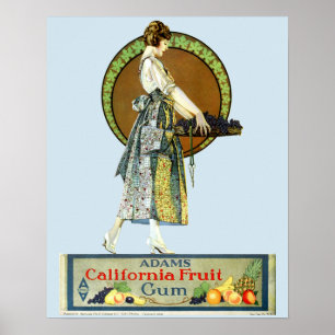 Vintag Art Nouveau Adams Gum Ad by Coles Phillips Poster