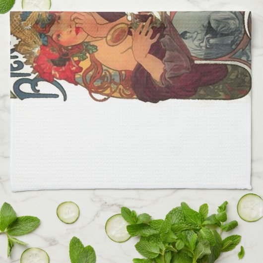 Vintag Art Nouveau Alphonse Mucha Geschirrtuch (Gefaltet)