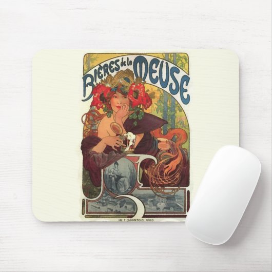Vintag Art Nouveau Alphonse Mucha Mousepad (Mit Mouse)