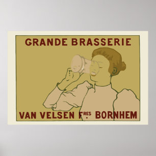 Vintag Art Nouveau Belgische Biersorte Poster