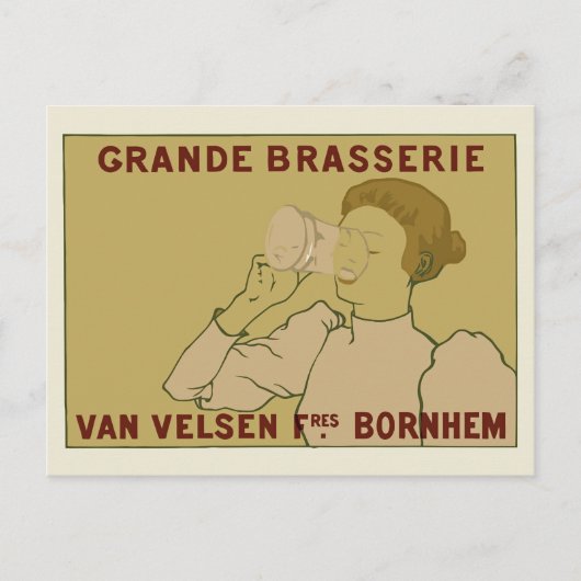 Vintag Art Nouveau Belgische Biersorte Postkarte (Vorderseite)