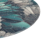 Vintag Art Nouveau Blue Silver Fans Schneidebrett (Ecke)