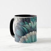 Vintag Art Nouveau Blue Silver Fans Tasse (Vorderseite Links)