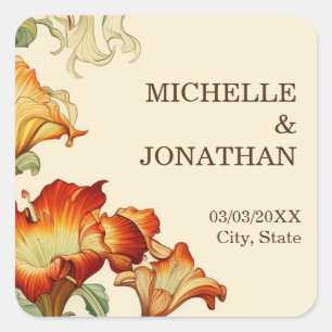 Vintag Art Nouveau Botanical Mucha Vielen Dank Quadratischer Aufkleber