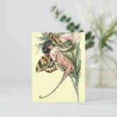 Vintag Art Nouveau Butterfly Fairy Postkarte (Stehend Vorderseite)