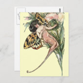 Vintag Art Nouveau Butterfly Fairy Postkarte (Vorne/Hinten)