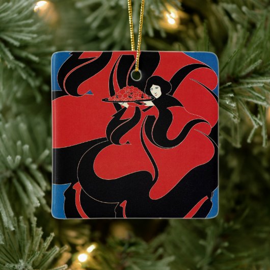 Vintag Art Nouveau Chap Book Erntedank Keramikornament (Baum)