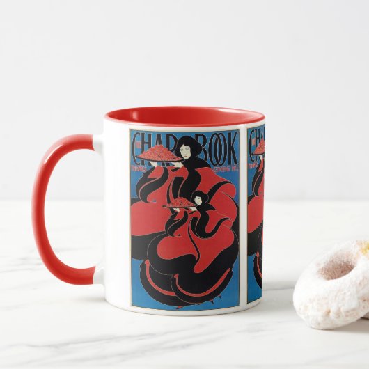 Vintag Art Nouveau Chap Book Erntedank Tasse (Mit Donut)