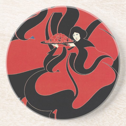 Vintag Art Nouveau Chap Book Erntedank Untersetzer (Vorne)