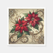 Vintag Art Nouveau Christmas Poinsettia Dekoupage Serviette (Vorderseite)
