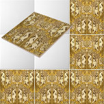 Vintag Art Nouveau Deer Pattern Fliese<br><div class="desc">Das ist ein digital erweiterter Ausdruck eines antiken ca. 1900 Art Nouveau oder Kunst und Kunsthandwerk Stil Hirsche Stöcke im Waldmuster.</div>