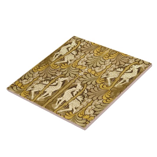 Vintag Art Nouveau Deer Pattern Fliese (Seite)