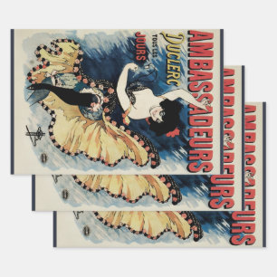 Vintag Art Nouveau Flamenco Dancer, Botschafter Geschenkpapier Set