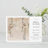 Vintag Art Nouveau Floral Bridal Einladung (Stehend Vorderseite)