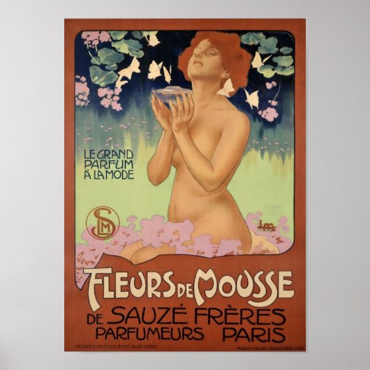 Vintag Art Nouveau France Paris Parfüm Ad Poster (Vorne)