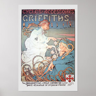 Vintag Art Nouveau French Bicycle Ad Poster