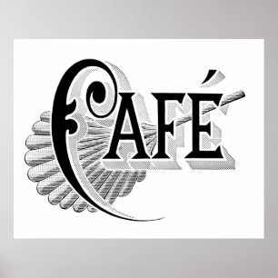Vintag Art Nouveau French Chic Cafe Logo Poster