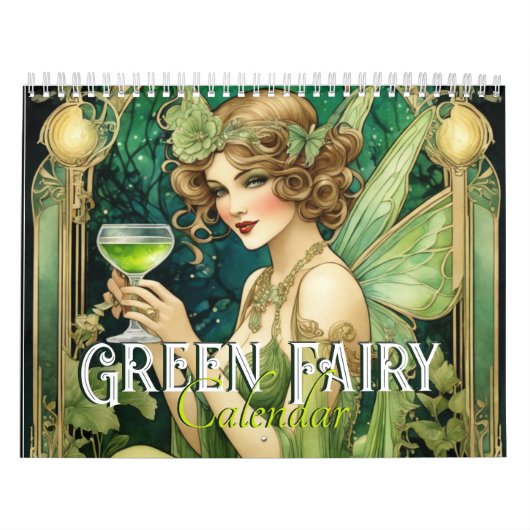 Vintag Art Nouveau Green Faiasy Fee Frauen Kalender (Titelbild)