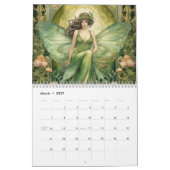 Vintag Art Nouveau Green Faiasy Fee Frauen Kalender (Mär 2027)