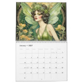 Vintag Art Nouveau Green Faiasy Fee Frauen Kalender (Jan 2027)