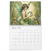 Vintag Art Nouveau Green Faiasy Fee Frauen Kalender (Feb 2027)