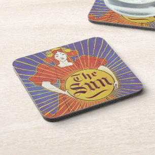 Vintag Art Nouveau, New York Sun Newspapier Getränkeuntersetzer