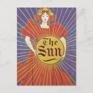 Vintag Art Nouveau, New York Sun Newspapier Postkarte