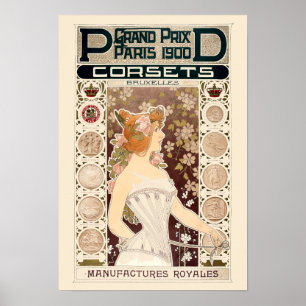 Vintag Art Nouveau Paris Corsets Ad Poster