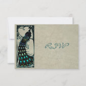 Vintag Art Nouveau Peacock Wedding RSVP (Vorderseite)