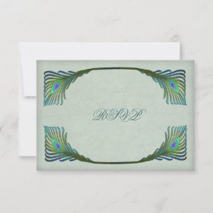 Vintag Art Nouveau Peacock Wedding RSVP Karte
