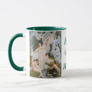 Vintag Art Nouveau Swan Girls Name Personalisiert Tasse