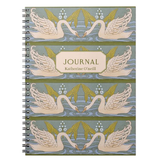 Vintag Art Nouveau Swan Pattern Journal Notizblock (Vorderseite)