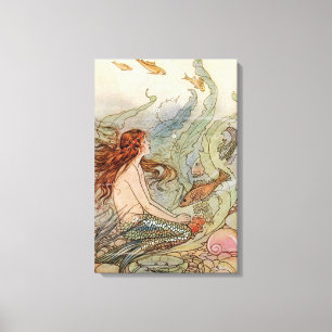 VINTAG ART POSTER MERMAID PRINT LEINWANDDRUCK